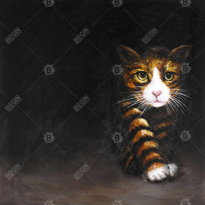Discreet Cat Canvas - White Pet Animal Art for Home Decor