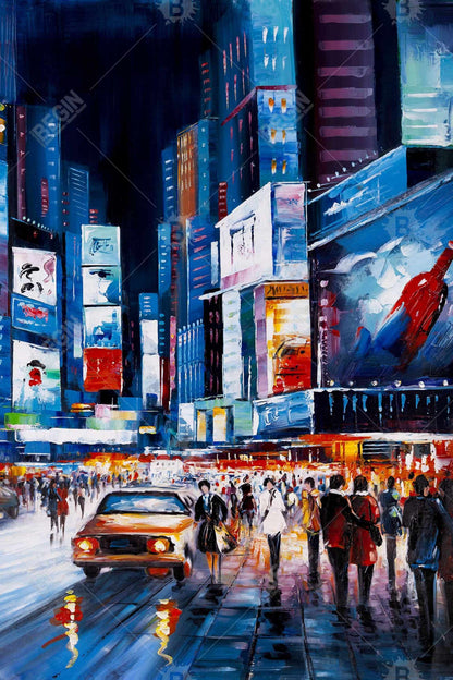 Toile Perspective de Times Square | Décoration murale bleue pour chambre