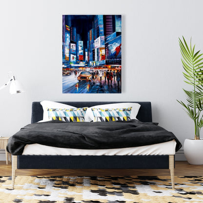 Toile Perspective de Times Square | Décoration murale bleue pour chambre