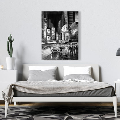 Times Square Monochrome Canvas | Building Gray Cities Decor