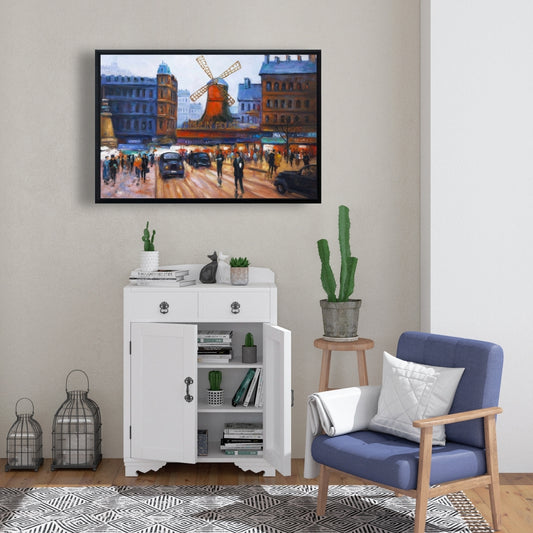 Toile encadrée « Scène de rue au Moulin Rouge » | Décoration d'intérieur