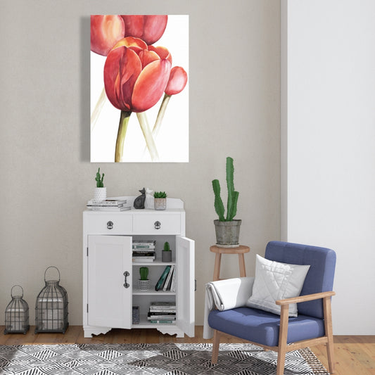 Blossoming Tulips Canvas | Rustic Floral Bedroom Wall Art