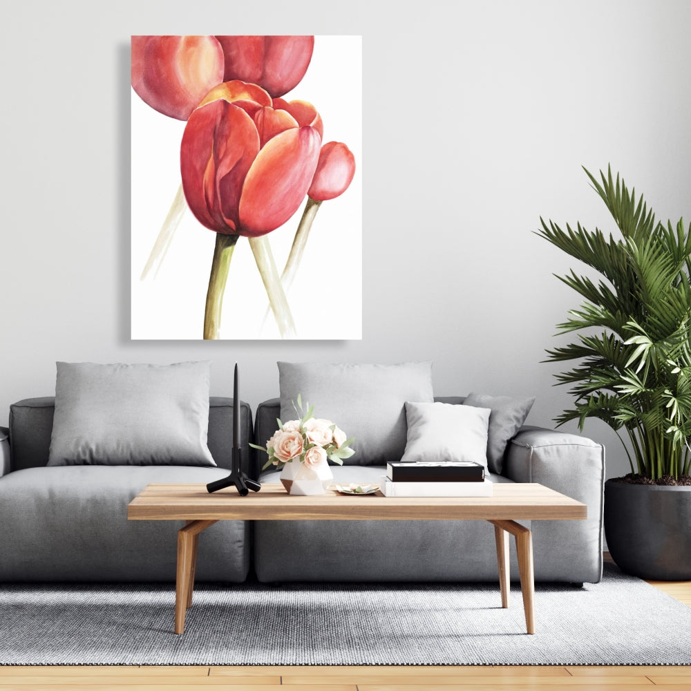 Blossoming Tulips Canvas | Rustic Floral Bedroom Wall Art