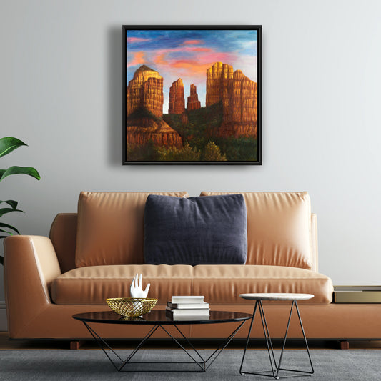 Toile Blue Modern Mountains – Décoration Cathedral Rock, Arizona