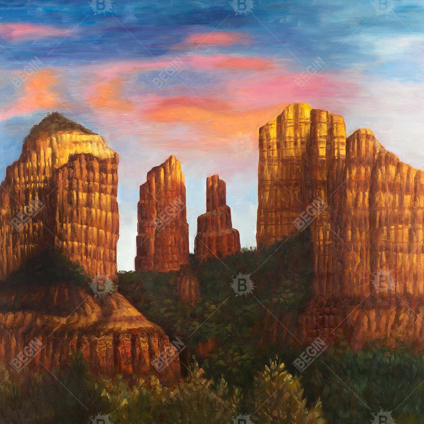 Toile Cathedral Rock, Arizona - Décoration d'intérieur moderne en montagne