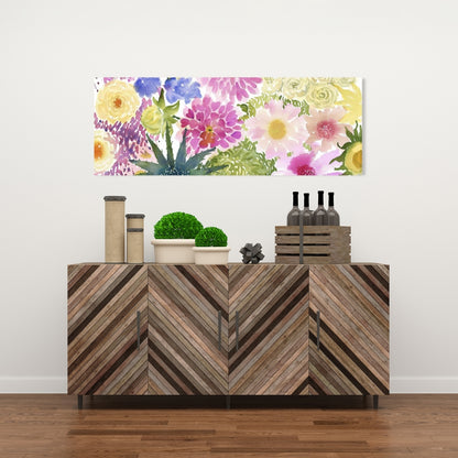 Exotic Flowers Canvas | Purple Botanical Home Decor Art