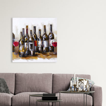 Red Wine Bottles Canvas | Contemporary Kitchen Wall Decor