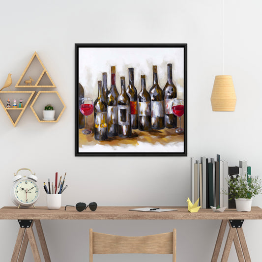 Toile « Bouteilles de vin rouge » | Décoration de cuisine contemporaine