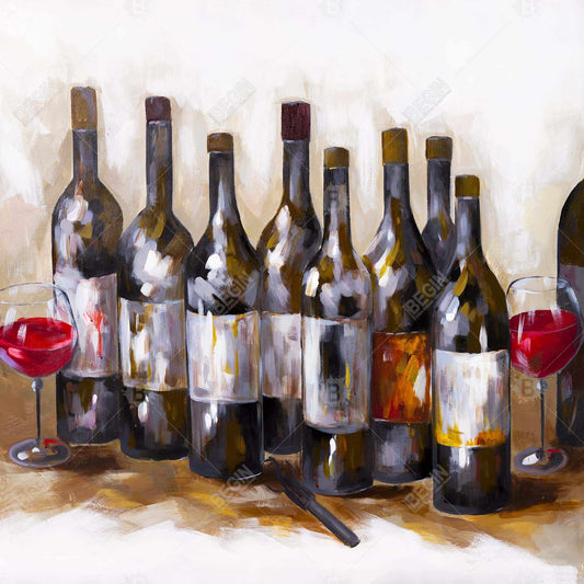 Toile encadrée contemporaine avec vin rouge - Décoration murale