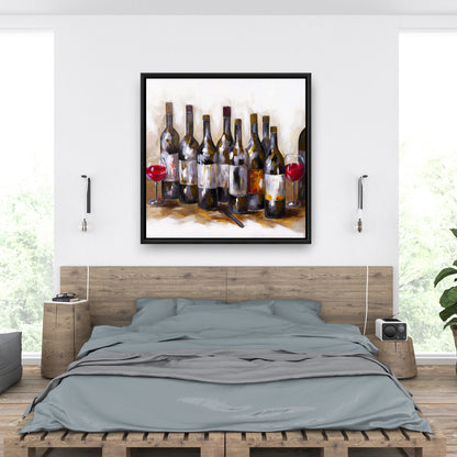 Toile encadrée contemporaine avec vin rouge - Décoration murale