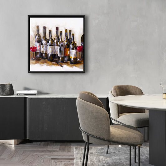 Toile encadrée contemporaine avec vin rouge - Décoration murale