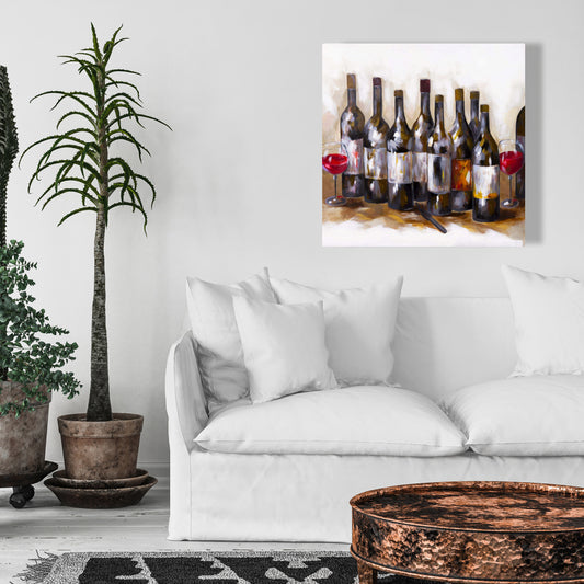 Kitchen Gastronomy Red Wine Brown Canvas | Home Decor Art