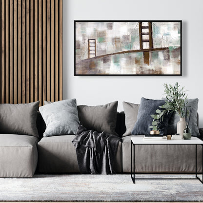 Abstract Golden Gate Canvas - Brown Framed Wall Art Decor