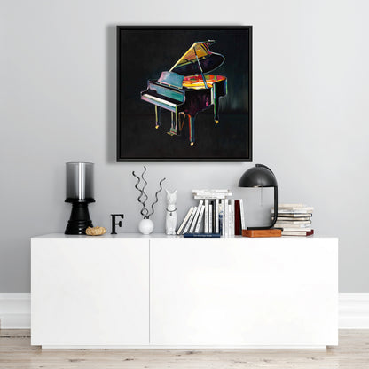Toile de piano réaliste et colorée | Cadre gris | Décoration d'intérieur