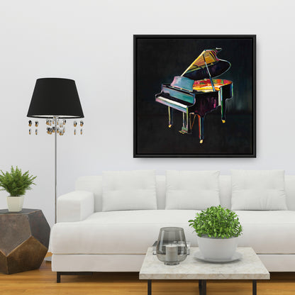 Toile de piano réaliste et colorée | Cadre gris | Décoration d'intérieur