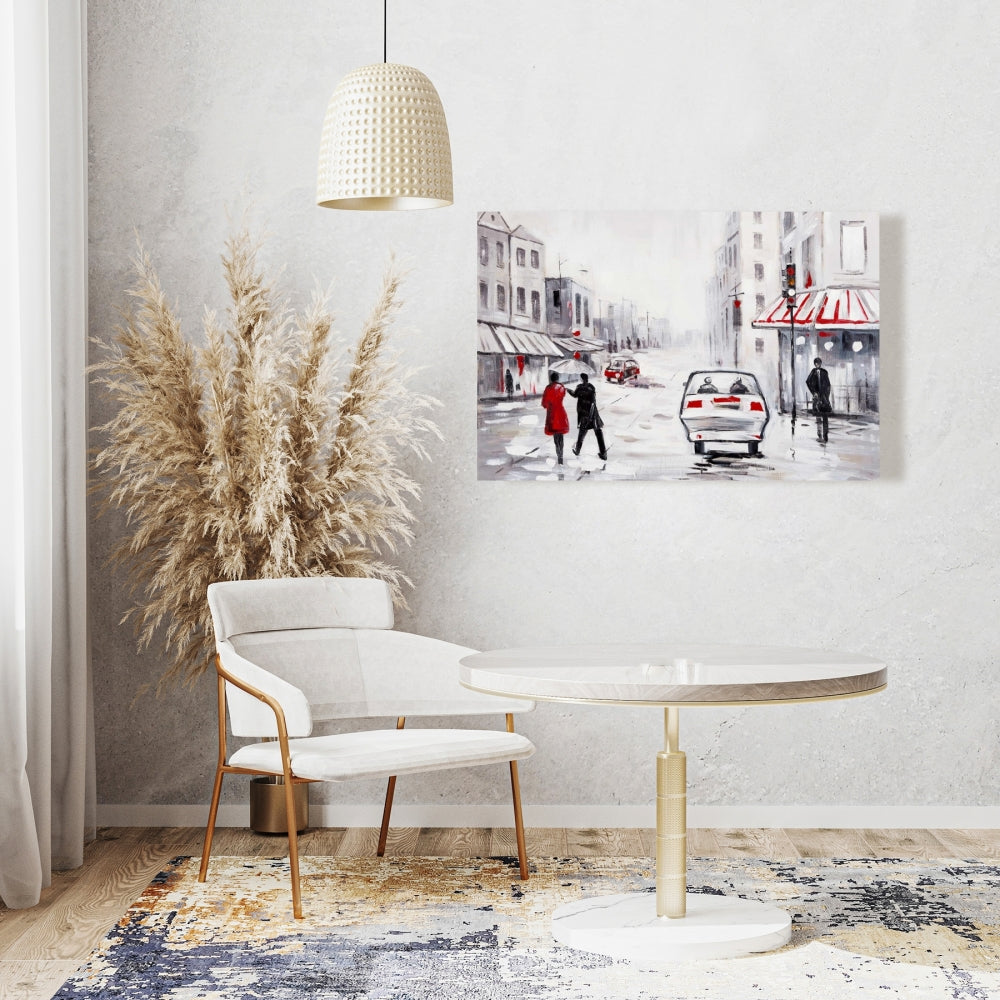 Peaceful Street Scene White Canvas | Home Decor Wall Art