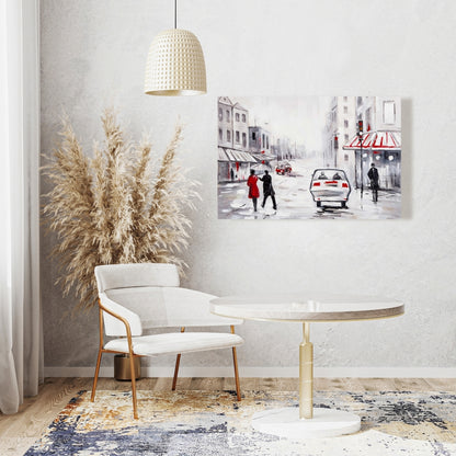 Peaceful Street Scene White Canvas | Home Decor Wall Art