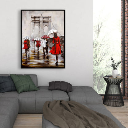 Toile « Promenade sur le pont de Brooklyn » | Décoration d'intérieur encadrée