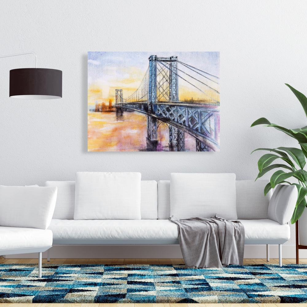 Abstract Brooklyn Bridge Canvas | Bedroom Wall Art Decor