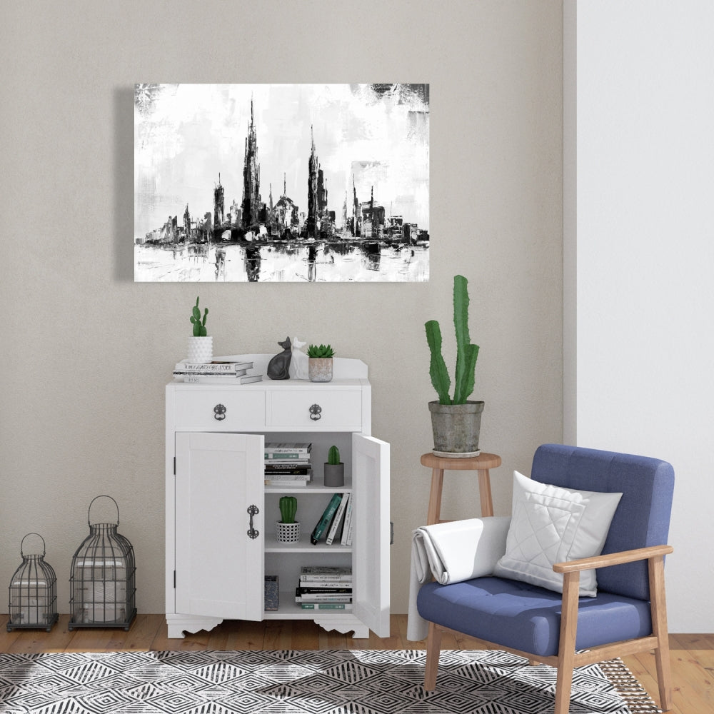 Abstract City Canvas | Textured Mono Art for Home Decor