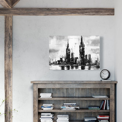 Mono Urban Cityscape | White Cities Monochrome Canvas Decor