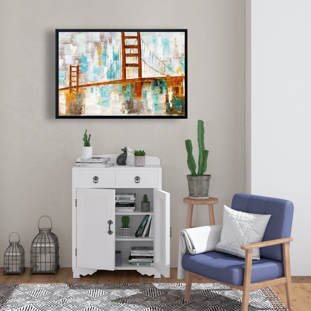 Golden Gate Canvas - Turquoise Accents | Bedroom Wall Decor