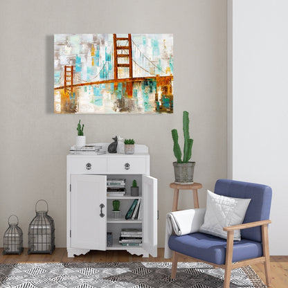 Golden Gate Turquoise Canvas - Industrial Bedroom Wall Art