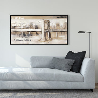Brown Industrial Bedroom Canvas | Abstract Bridge Typography