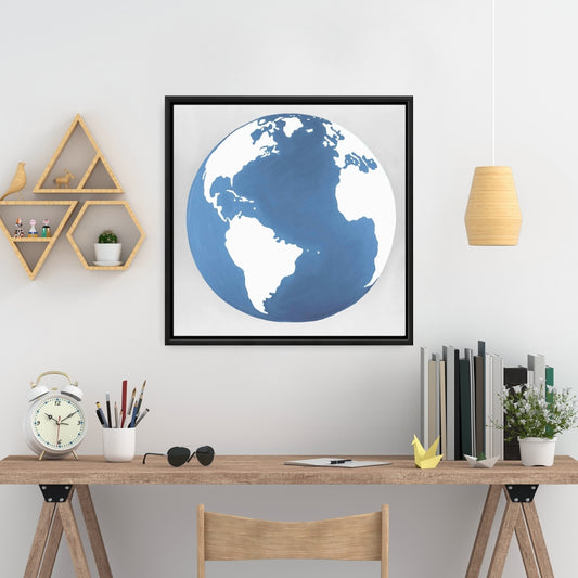 Earth Bedroom Satellite View Minimalist Framed Canvas Decor