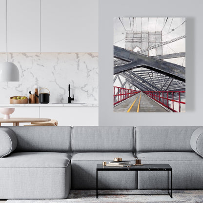 Under the Brooklyn Bridge Gray Cities Canvas - Home Decor