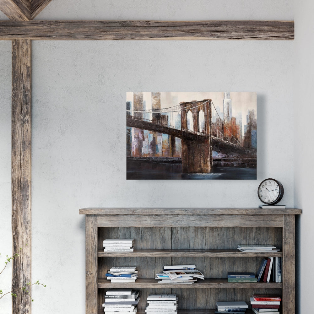 Urban Brooklyn Bridge Canvas | Bedroom Decor - Home Art