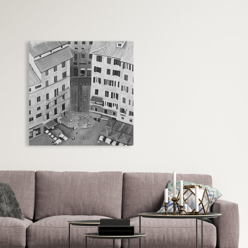 Siena City Monochrome Canvas | Bedroom Decor | Italy Art