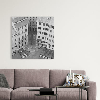 Siena City Monochrome Canvas | Bedroom Decor | Italy Art