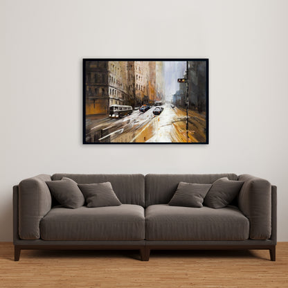 Abstract City Street Canvas | Home Decor - Brown Cities