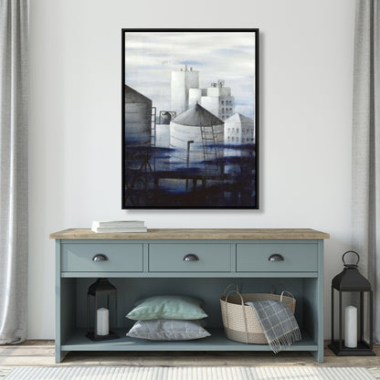 Gray City with Blue Clouds Canvas - Contemporary Home Decor