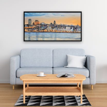 Skyline of Quebec City Blue Canvas | Bedroom Wall Art Decor