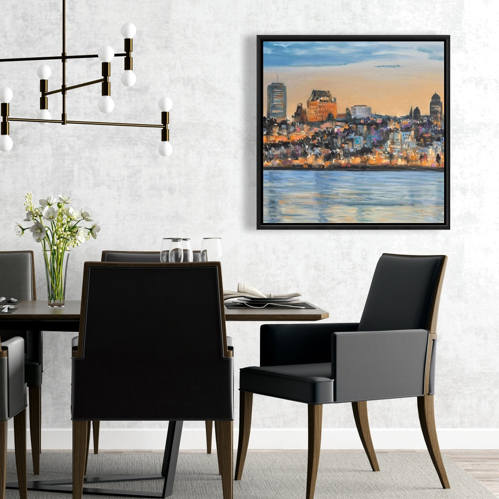 Skyline of Quebec City Blue Canvas | Bedroom Wall Art Decor