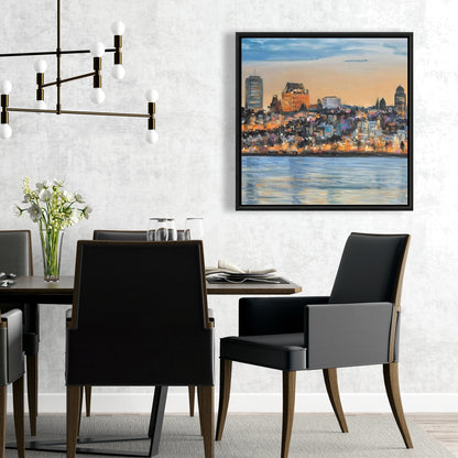 Skyline of Quebec City Blue Canvas | Bedroom Wall Art Decor