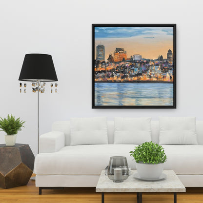 Skyline of Quebec City Blue Canvas | Bedroom Wall Art Decor
