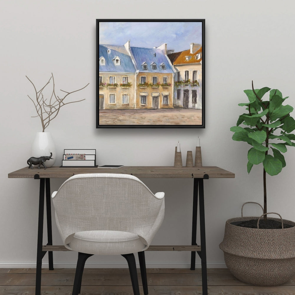 Old Quebec City Canvas | Blue Contemporary Framed Art Decor