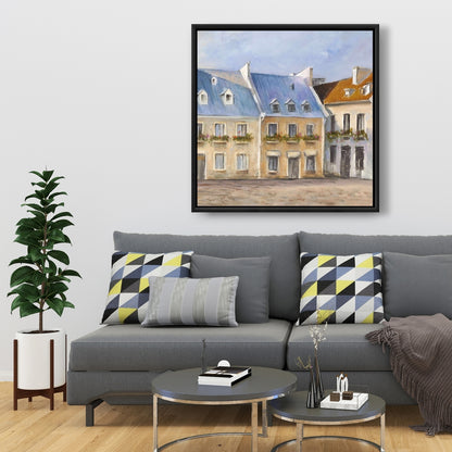 Old Quebec City Canvas | Blue Contemporary Framed Art Decor