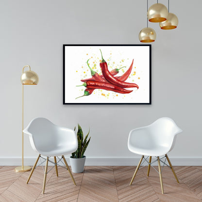 Red Hot Peppers Canvas | Red Framed Art for Home Decor