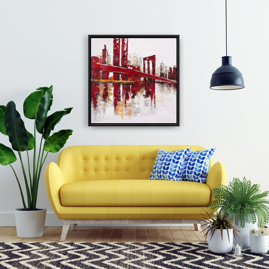 Toile abstraite de pont rouge industriel - Décoration de salon