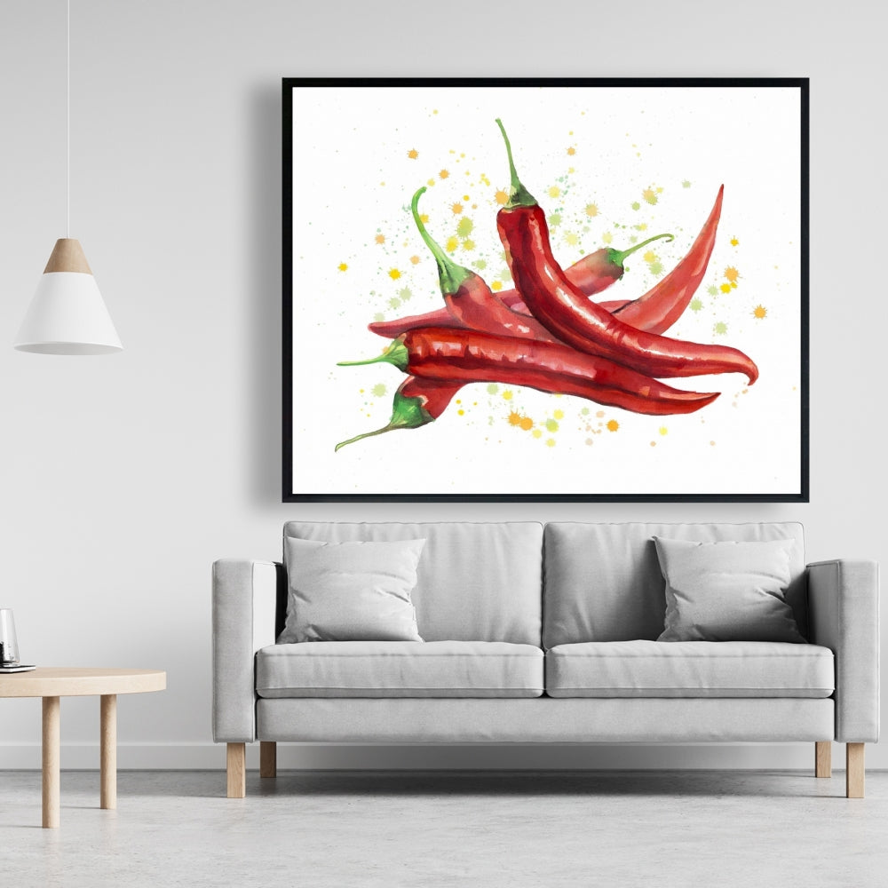 Red Hot Peppers Canvas | Red Framed Art for Home Decor