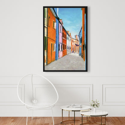 Colorful Houses in Italy Framed Canvas - Contemporary Bedroom Decor