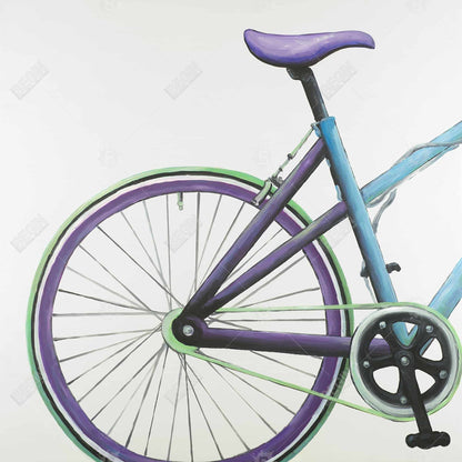 Toile de chambre bleue contemporaine | Décoration de vélo bleu et violet