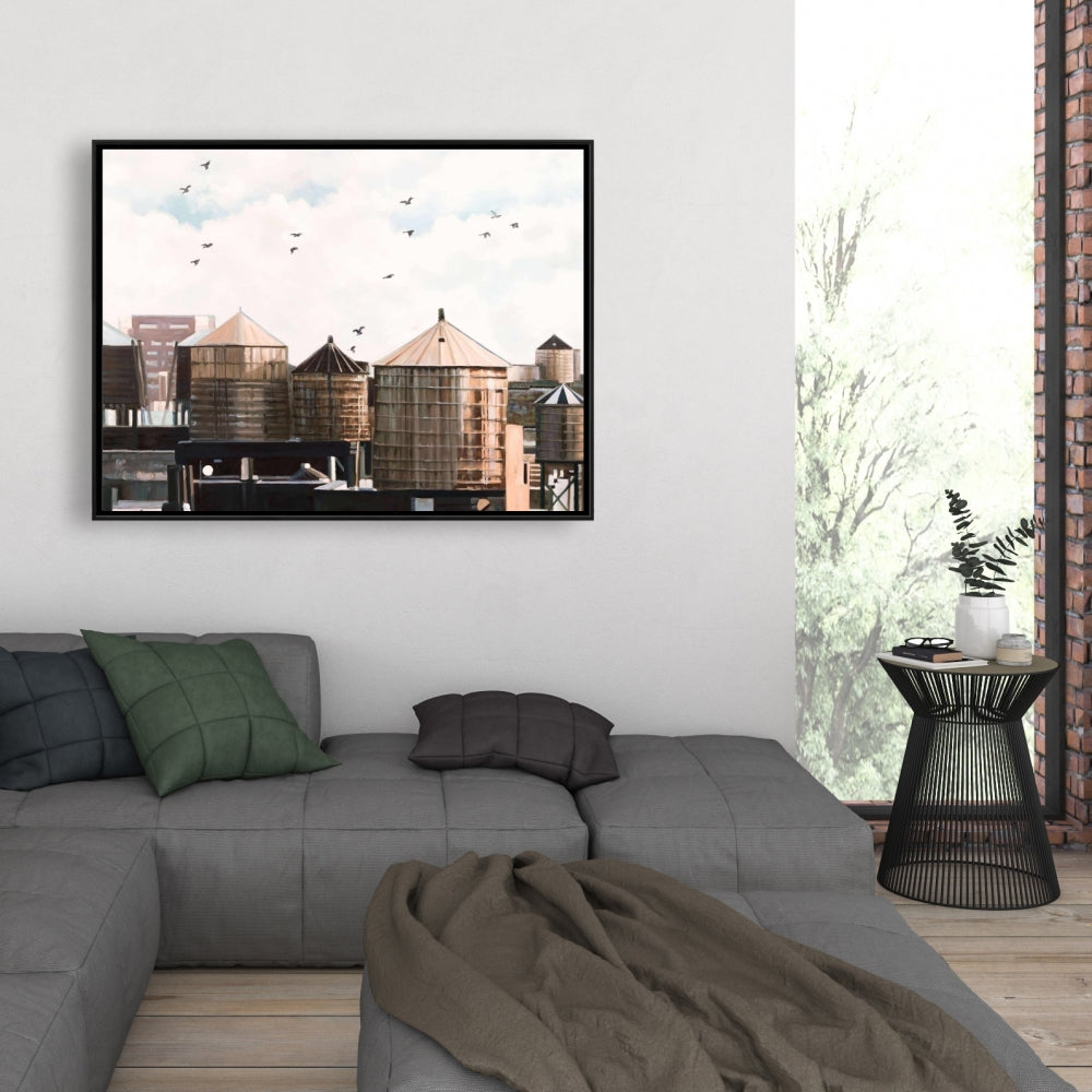 Châteaux d'eau | Toile encadrée bleue pour décoration de chambre