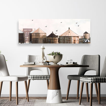 Water Towers Canvas - Blue Contemporary Home Decor Art