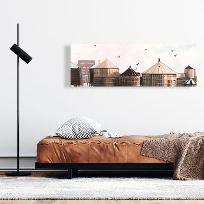 Water Towers Canvas - Blue Contemporary Home Decor Art
