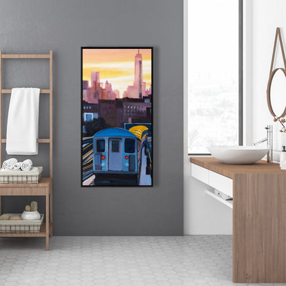 Toile encadrée « Coucher de soleil sur le métro de New York » | Décoration de chambre contemporaine